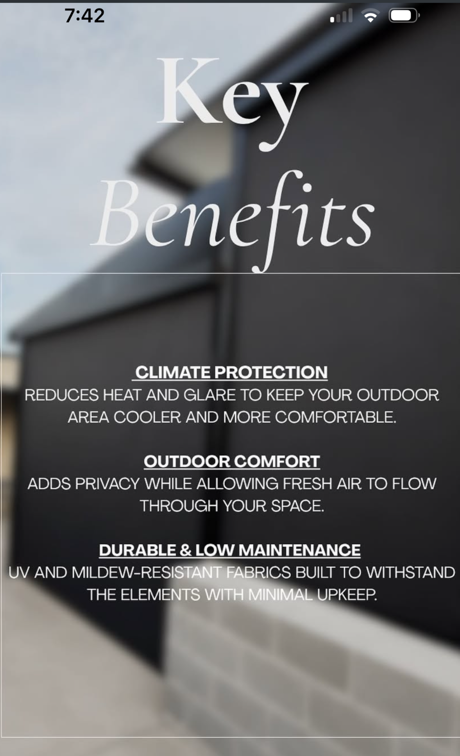 AJW Outdoor Blinds key benefits: climate protection, outdoor comfort, durability and low maintenance